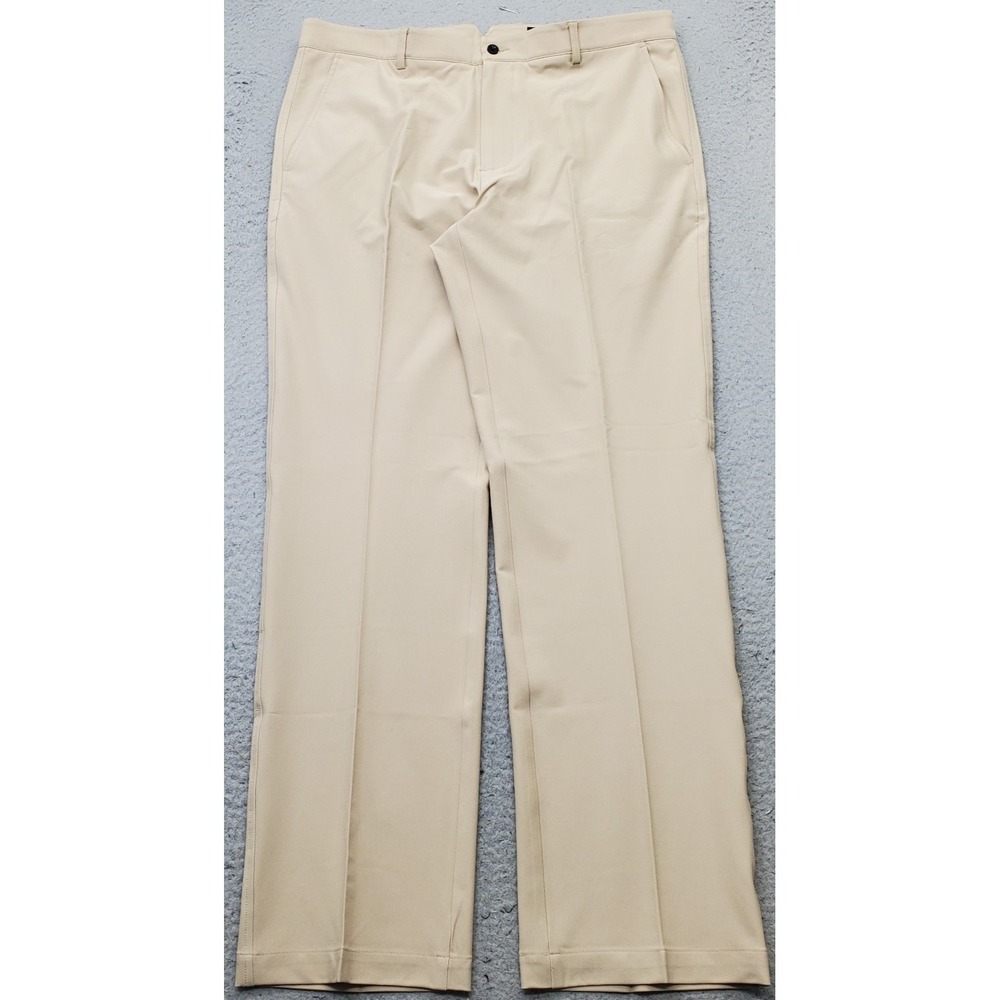 Dunning Golf Chino Pants Mens 34/32 Tan Performance Stretch Quick Dry Flat Front